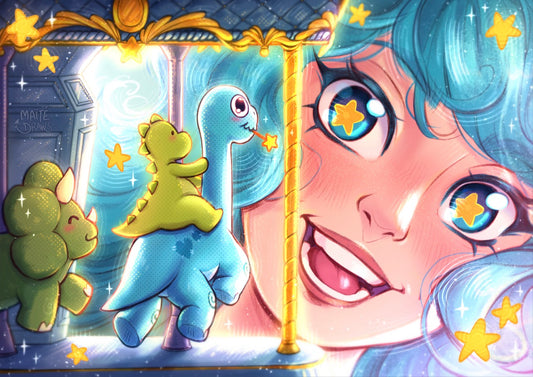 “Dino Carrousel” by Maite Draws