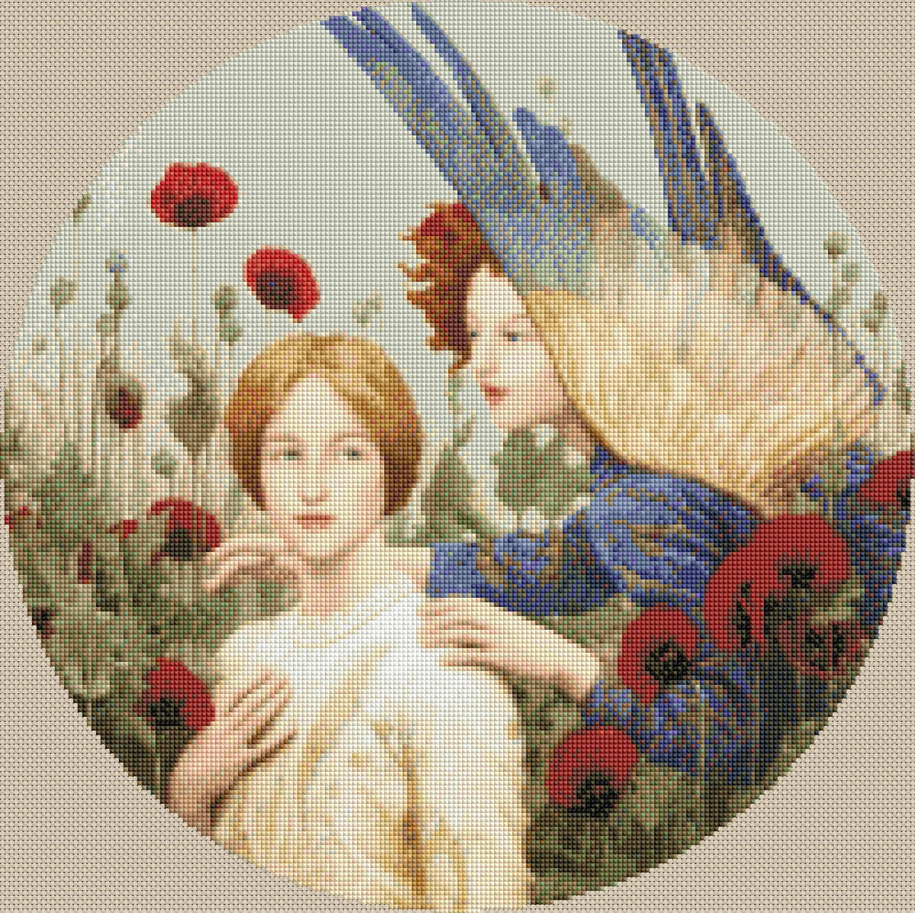 “The Message” (1903) by Thomas Cooper Gotch (Circular Image Computer Rendered)